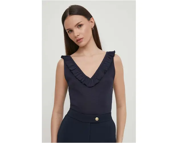 Pepe Jeans top femei, culoarea albastru marin