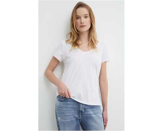 Pepe Jeans tricou din bumbac LUNA femei, culoarea alb, PL505856