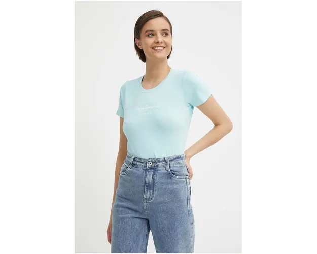 Pepe Jeans tricou NEW VIRGINIA SS N femei, culoarea turcoaz, PL505202