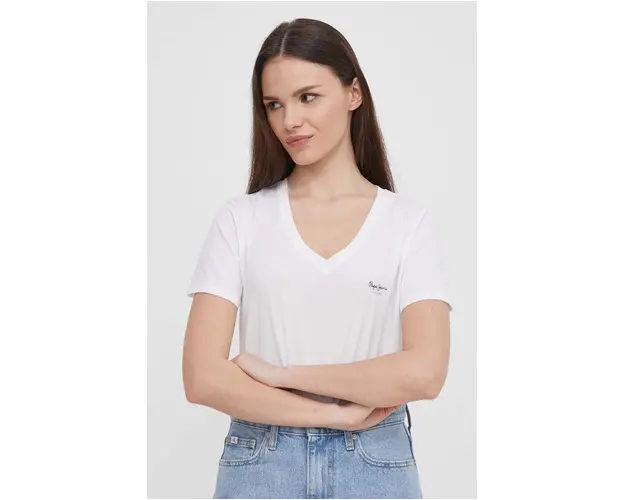 Pepe Jeans tricou din bumbac femei, culoarea alb