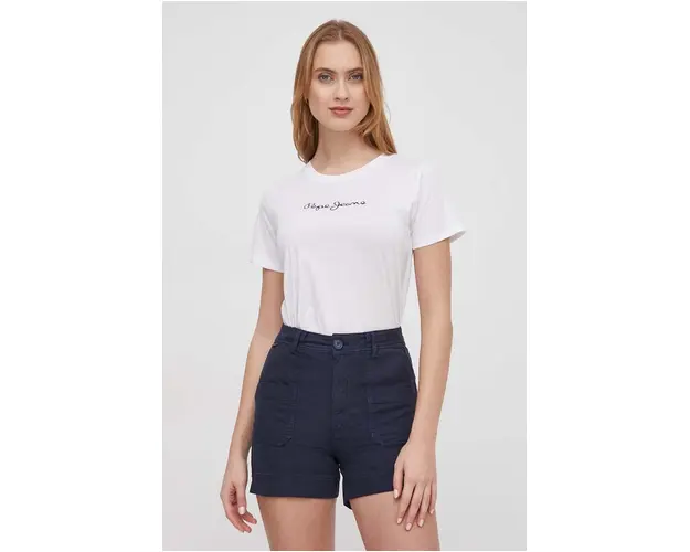 Pepe Jeans tricou din bumbac femei, culoarea alb