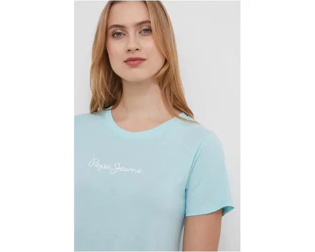 Pepe Jeans tricou din bumbac femei, culoarea turcoaz