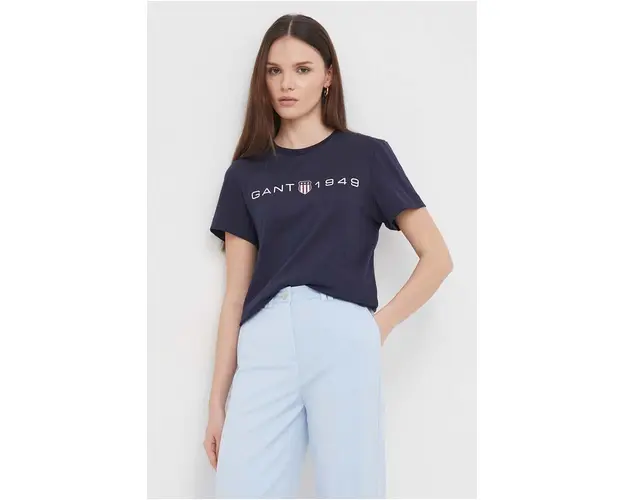 Gant tricou din bumbac femei, culoarea albastru marin