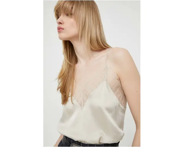 IRO top de matase culoarea verde