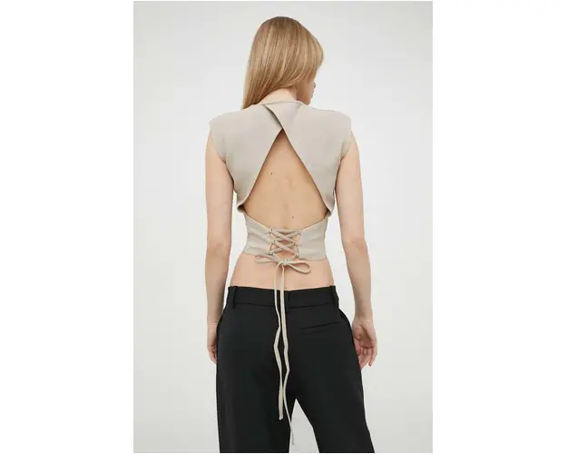 IRO bluza din amestec de lana culoarea bej, neted