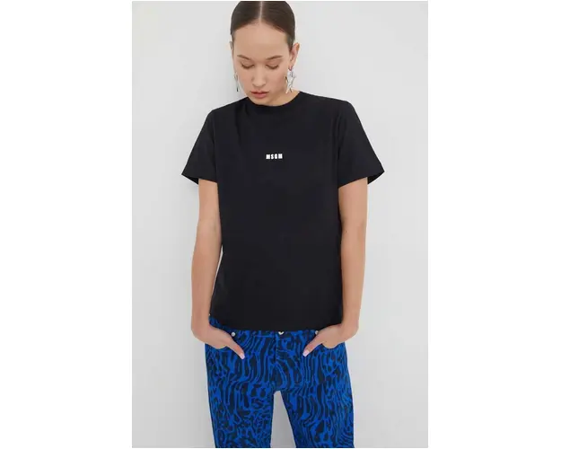 MSGM tricou din bumbac femei, culoarea negru 2000MDM500.200002