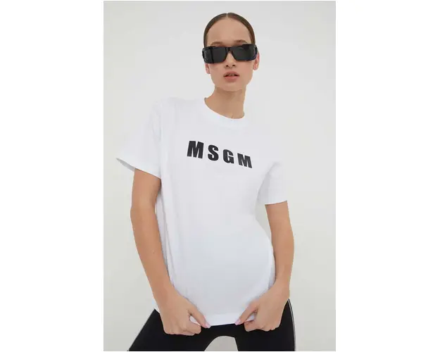 MSGM tricou din bumbac femei, culoarea alb 3641MDM92.247002