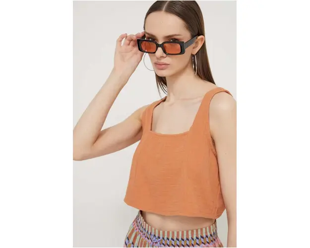 Billabong top din bumbac culoarea portocaliu