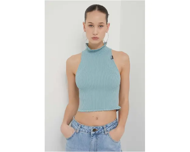 Moschino Jeans pulover de bumbac light, cu turtleneck