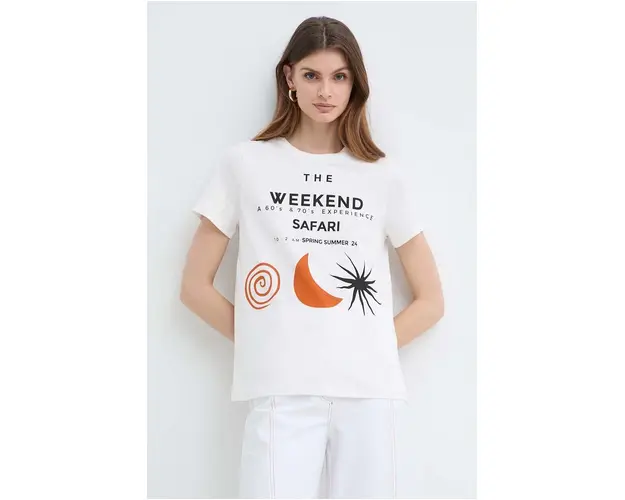 Weekend Max Mara tricou din bumbac femei, culoarea bej 2415970000000