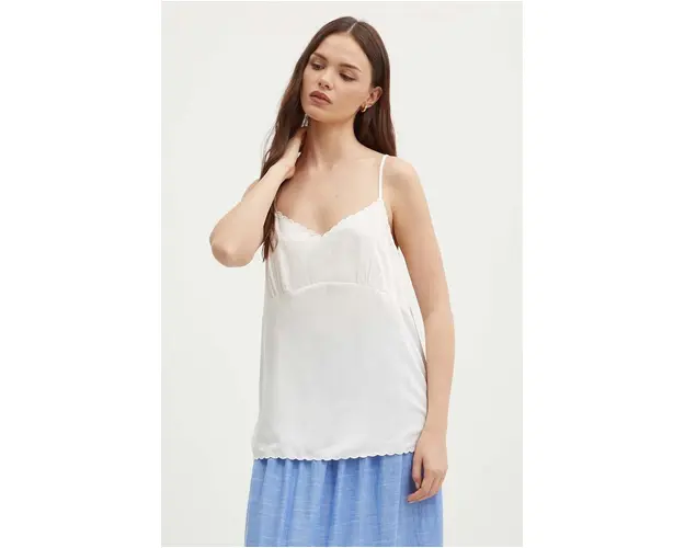 United Colors of Benetton bluza culoarea bej, neted