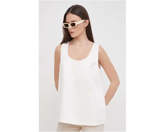 United Colors of Benetton top femei, culoarea bej, neted
