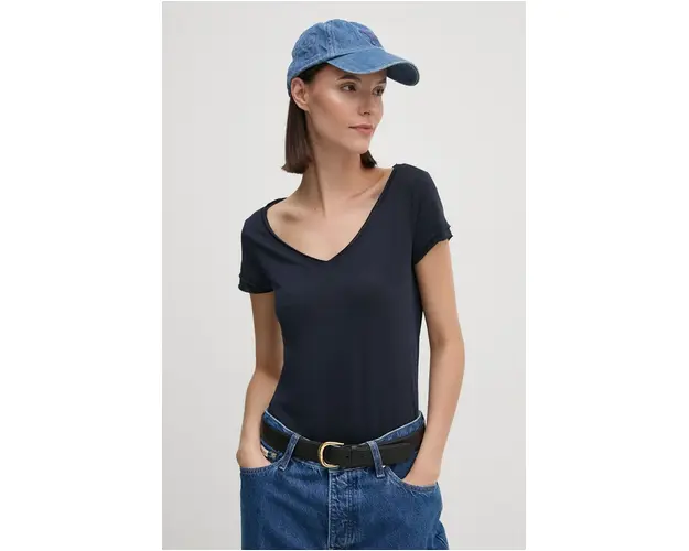 Sisley tricou femei, culoarea albastru marin