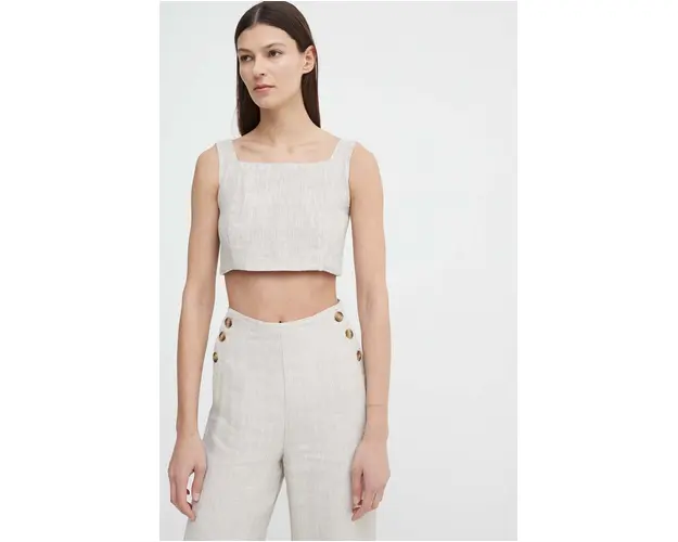 Alohas bluza din in culoarea bej, melanj