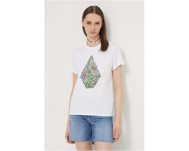 Volcom tricou din bumbac femei, culoarea alb