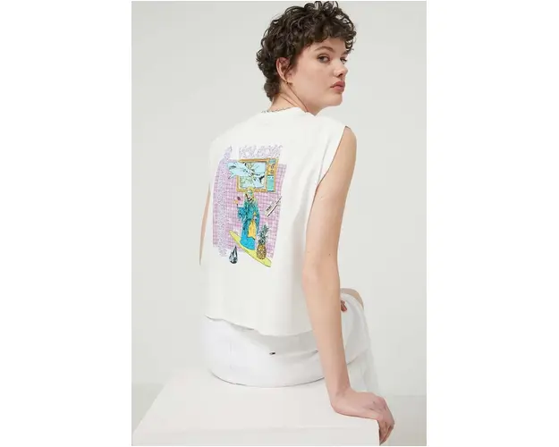 Volcom top din bumbac culoarea bej