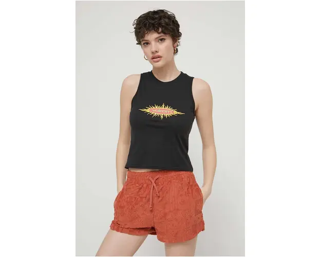 Volcom top din bumbac culoarea negru