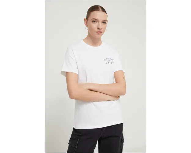 Converse tricou din bumbac femei, culoarea alb