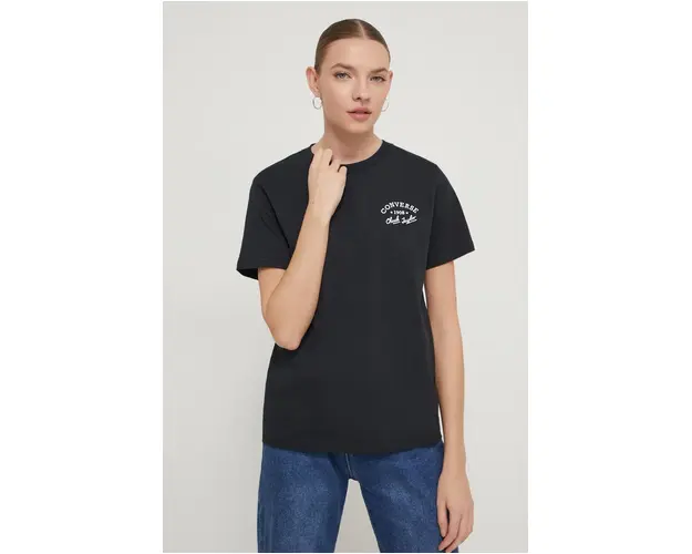 Converse tricou din bumbac femei, culoarea negru