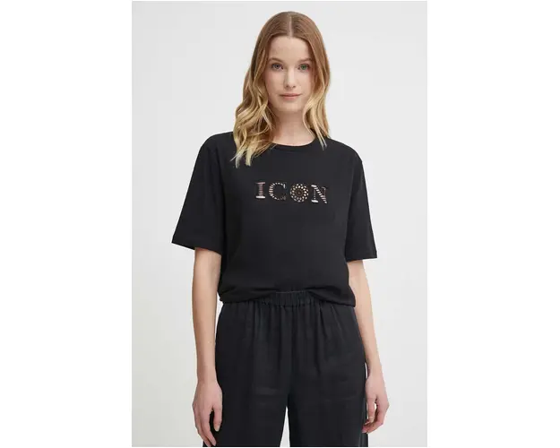 Sisley tricou din bumbac femei, culoarea negru