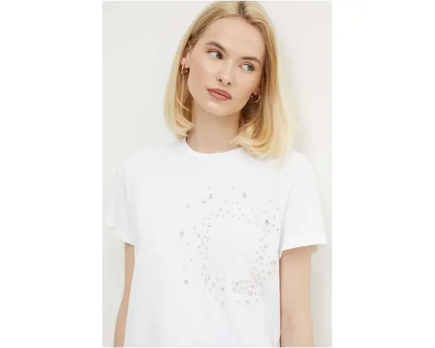 Sisley tricou din bumbac femei, culoarea alb