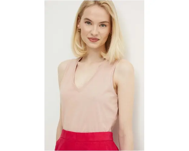 Sisley top din bumbac culoarea bej