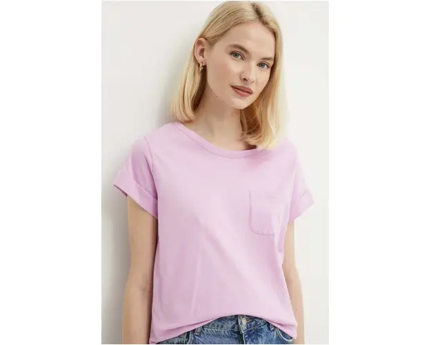 Sisley tricou din bumbac femei, culoarea roz