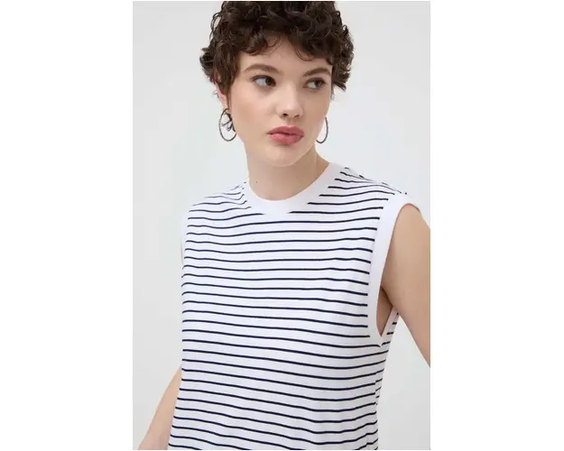 Abercrombie & Fitch top din bumbac culoarea alb