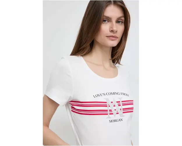 Morgan tricou femei, culoarea alb