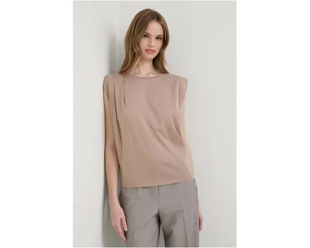 Marella top din bumbac culoarea bej 2413940000000