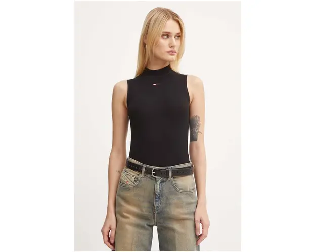 Diesel top femei, culoarea negru, cu turtleneck