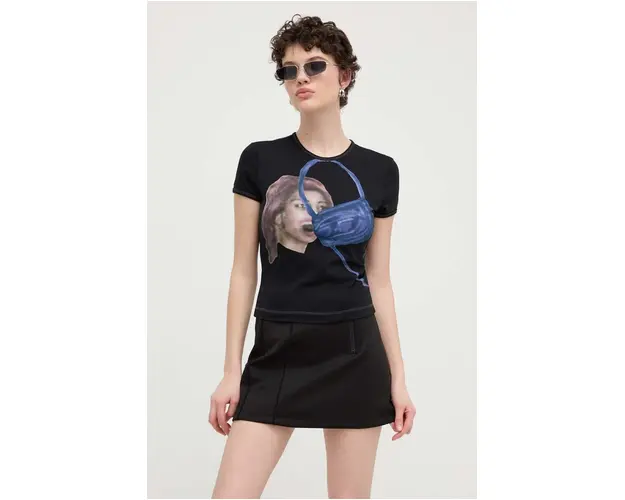 Diesel tricou femei, culoarea negru A13445.0DQAV
