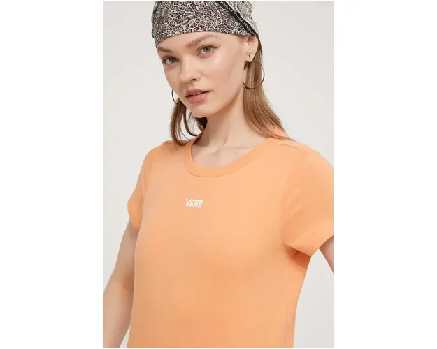 Vans tricou din bumbac femei, culoarea portocaliu