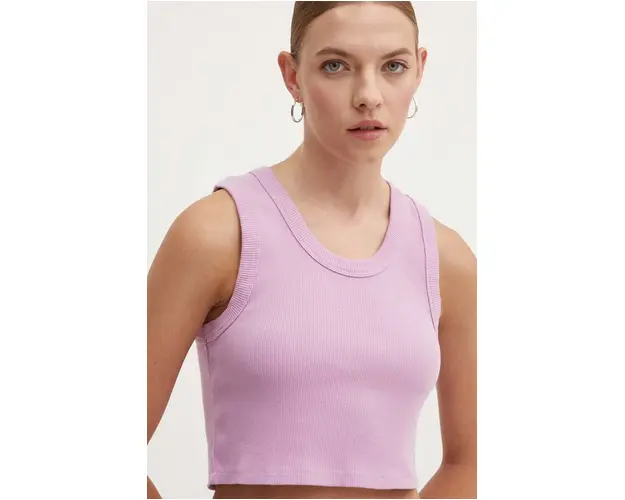 Vans top din bumbac culoarea violet