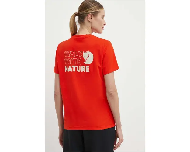 Fjallraven tricou Walk With Nature femei, culoarea portocaliu, F14600171