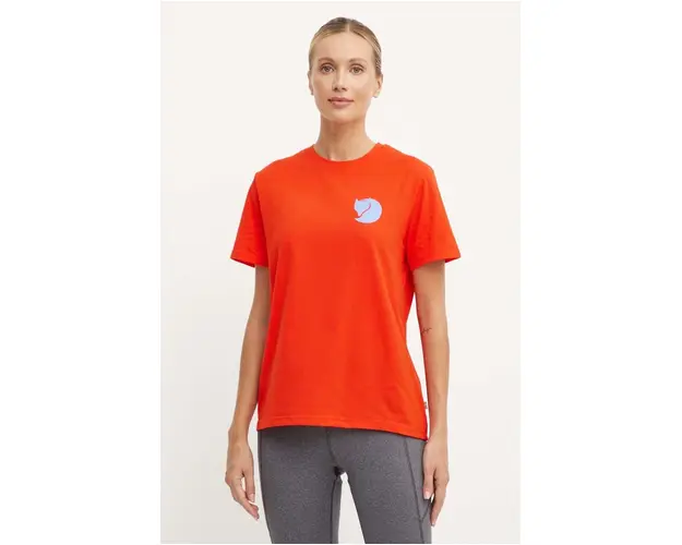 Fjallraven tricou Fox Boxy Logo femei, culoarea portocaliu, F87153