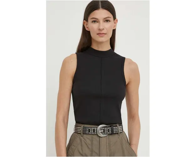 G-Star Raw top femei, culoarea negru, cu turtleneck