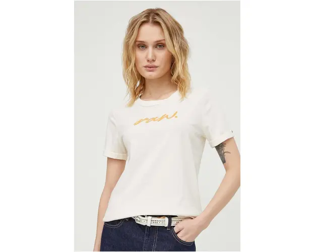 G-Star Raw tricou din bumbac femei, culoarea bej