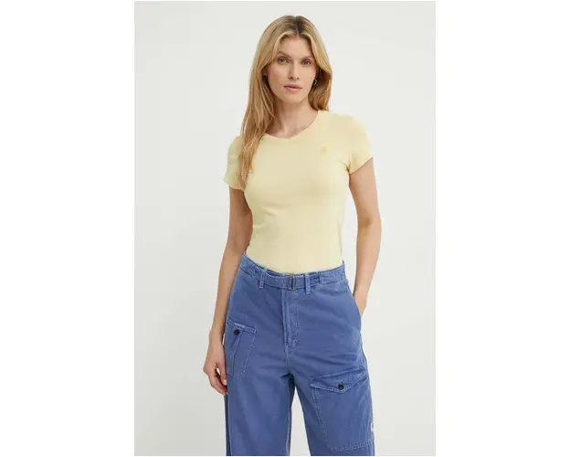 G-Star Raw tricou din bumbac femei, culoarea galben
