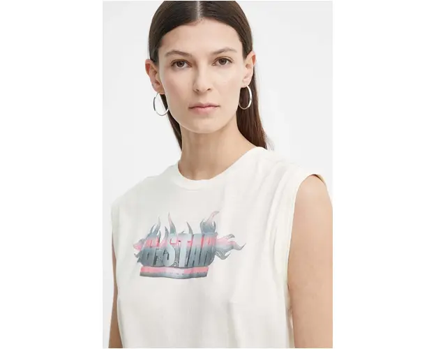 G-Star Raw top din bumbac culoarea bej