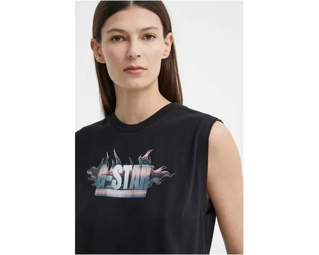 G-Star Raw top din bumbac culoarea negru