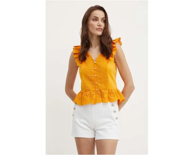 Morgan bluza din bumbac DODAY1 femei, culoarea portocaliu, cu imprimeu, DODAY1