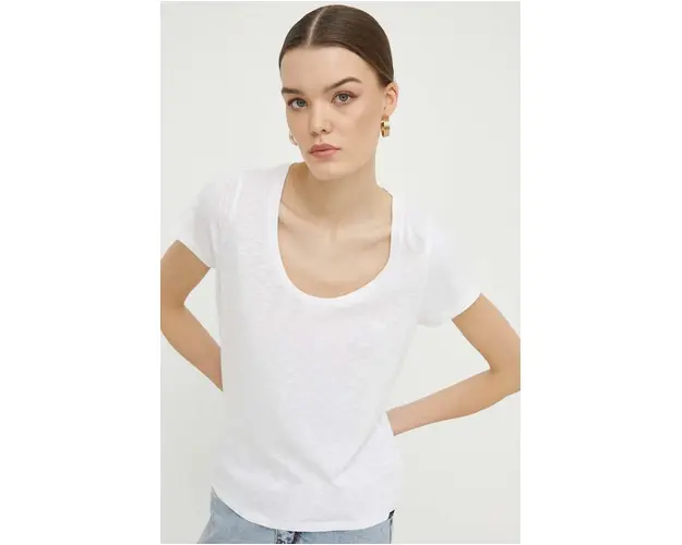Superdry tricou femei, culoarea alb