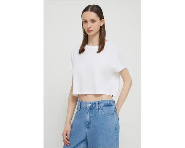 Superdry tricou femei, culoarea alb