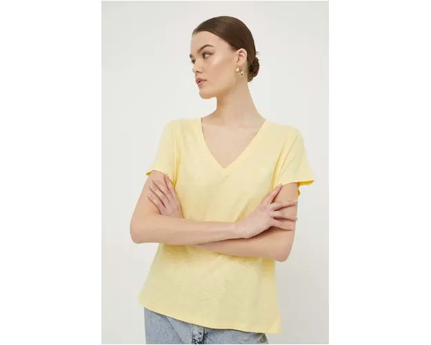 Superdry tricou femei, culoarea galben