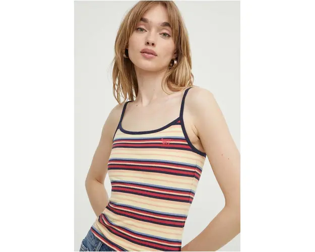 Superdry top femei, culoarea galben