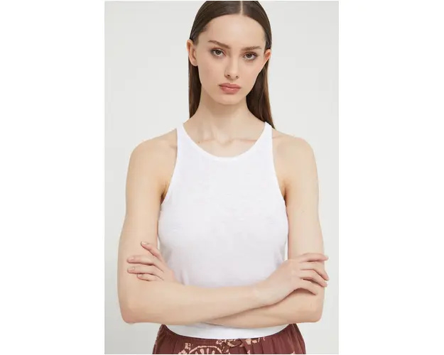 Superdry top femei, culoarea alb