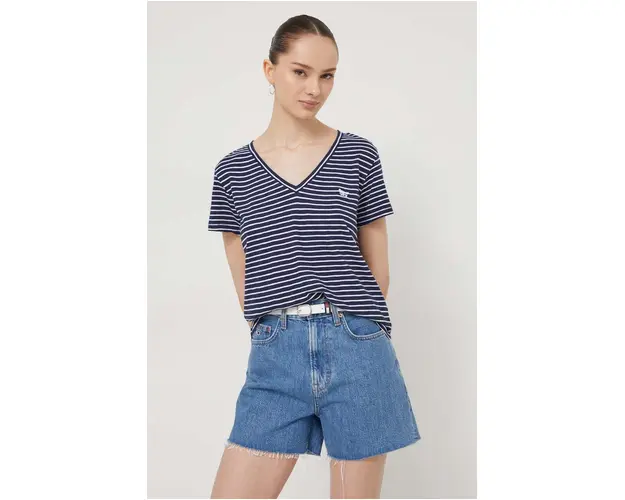 Superdry tricou femei, culoarea albastru marin