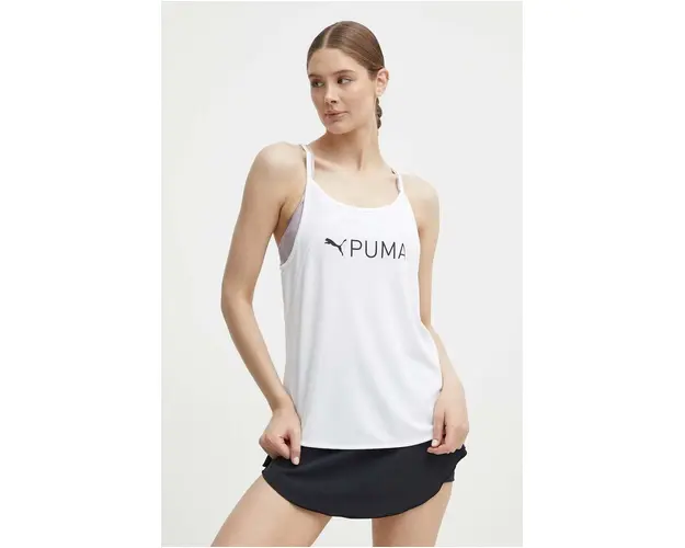 Puma top de antrenament Fit culoarea alb 523846