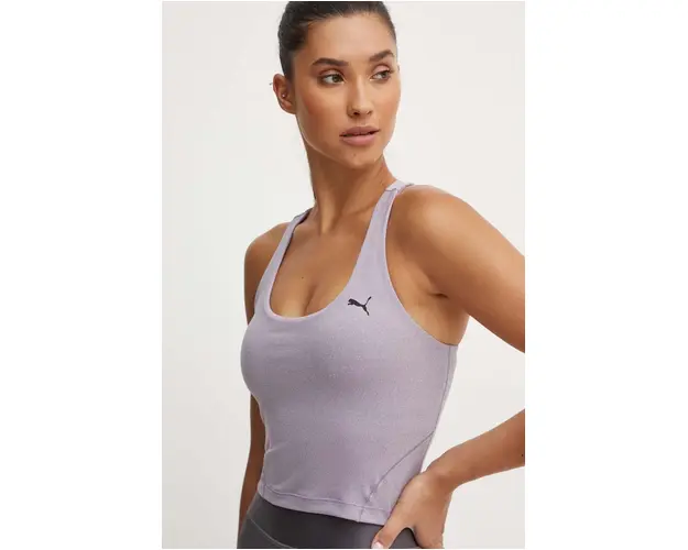 Puma top de yoga Studio Foundation culoarea violet, 524843